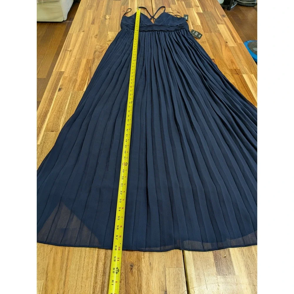 NWT Lulus Depths of My Love Navy Maxi Dress XL V Neck Cross back Formal Prom - Picture 11 of 14